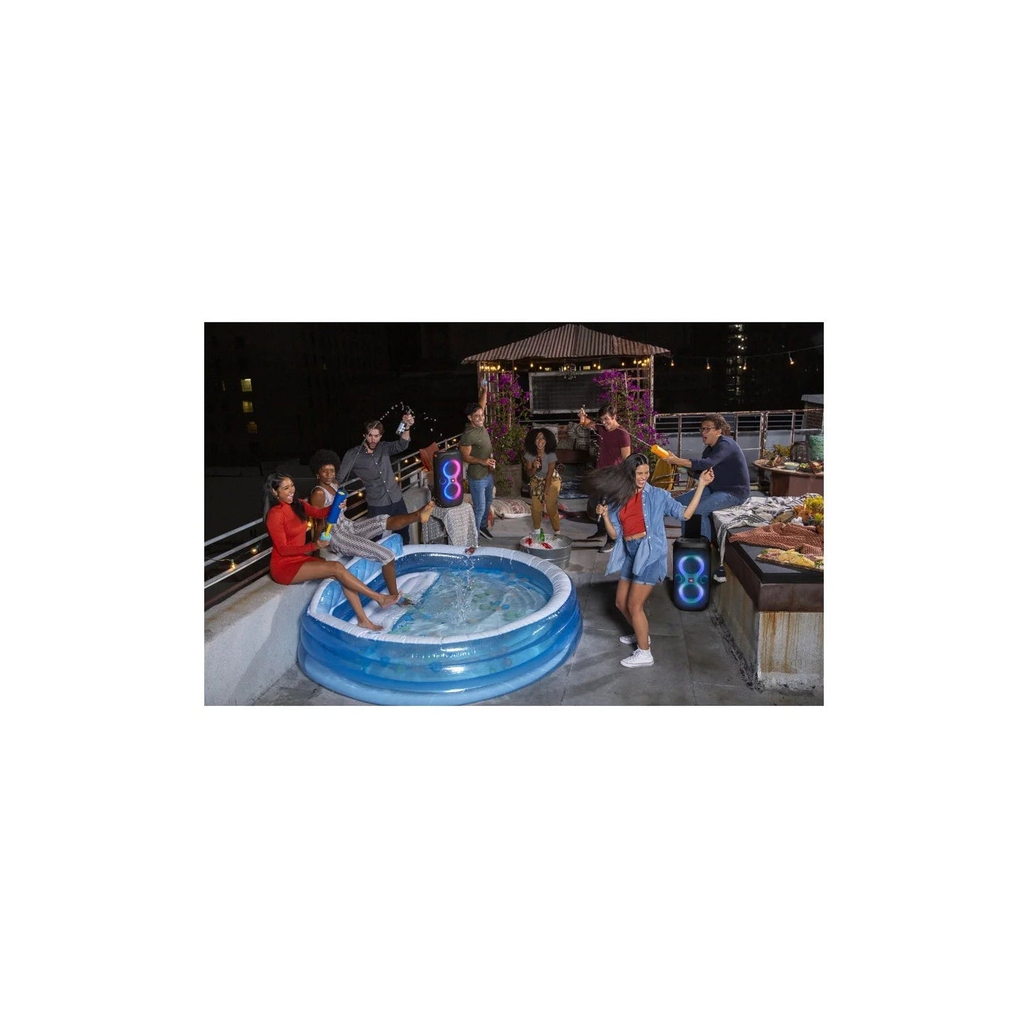 Partybox 110 - Portable Party Speaker with 160W Powerful Sound, Built-In Lights and Splashproof Design - Black