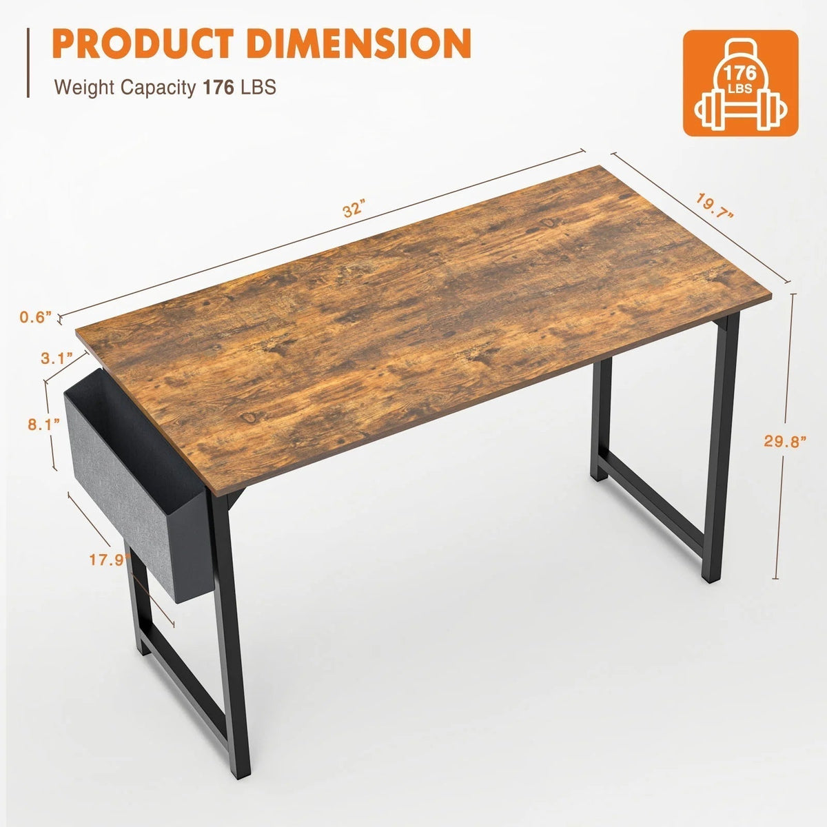 31 Inch Computer Desk Ideal for Small Spaces for Adult, Rustic Brown