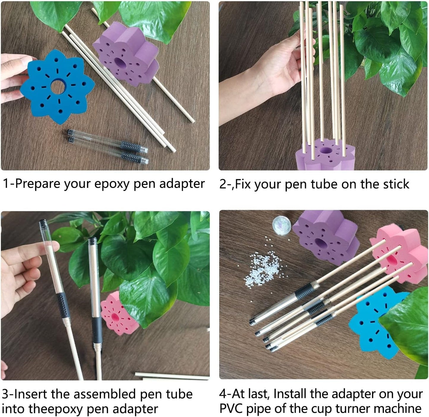Epoxy Glitter Pen Turner Attachment, Pen Turner Adapter to Hold Pens, 28Set Glitter Epoxy Pen Holder for Cup Turner DIY Craft Epoxy Resin Pen Making Supplies Fits for Tumbler Pen Turner Starter Kit