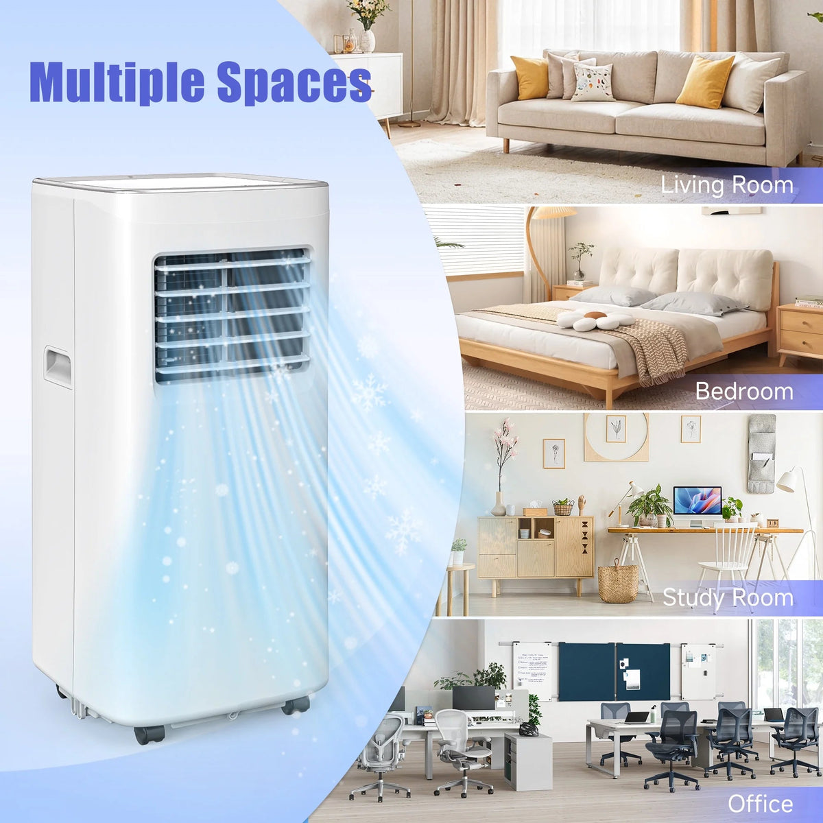 8500 BTU Portable Air Conditioners, 4 In1 Air Conditioner with Remote Control,Portable AC Cooling Range up to 360 Sq.Ft, Windows Kit,Brush,White