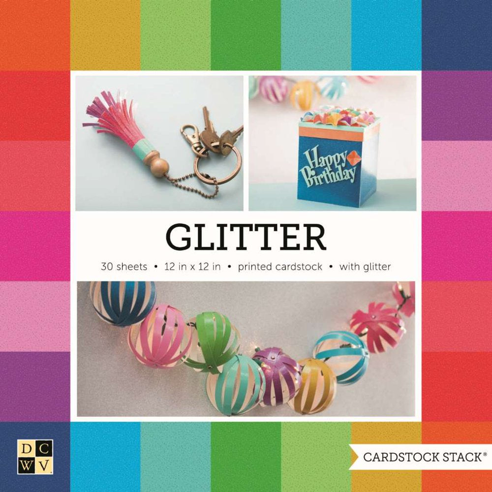 Die Cuts with a View 12" X 12" Bright Mat Stack - Glittered Cardstock - Textured - 30 Sheets