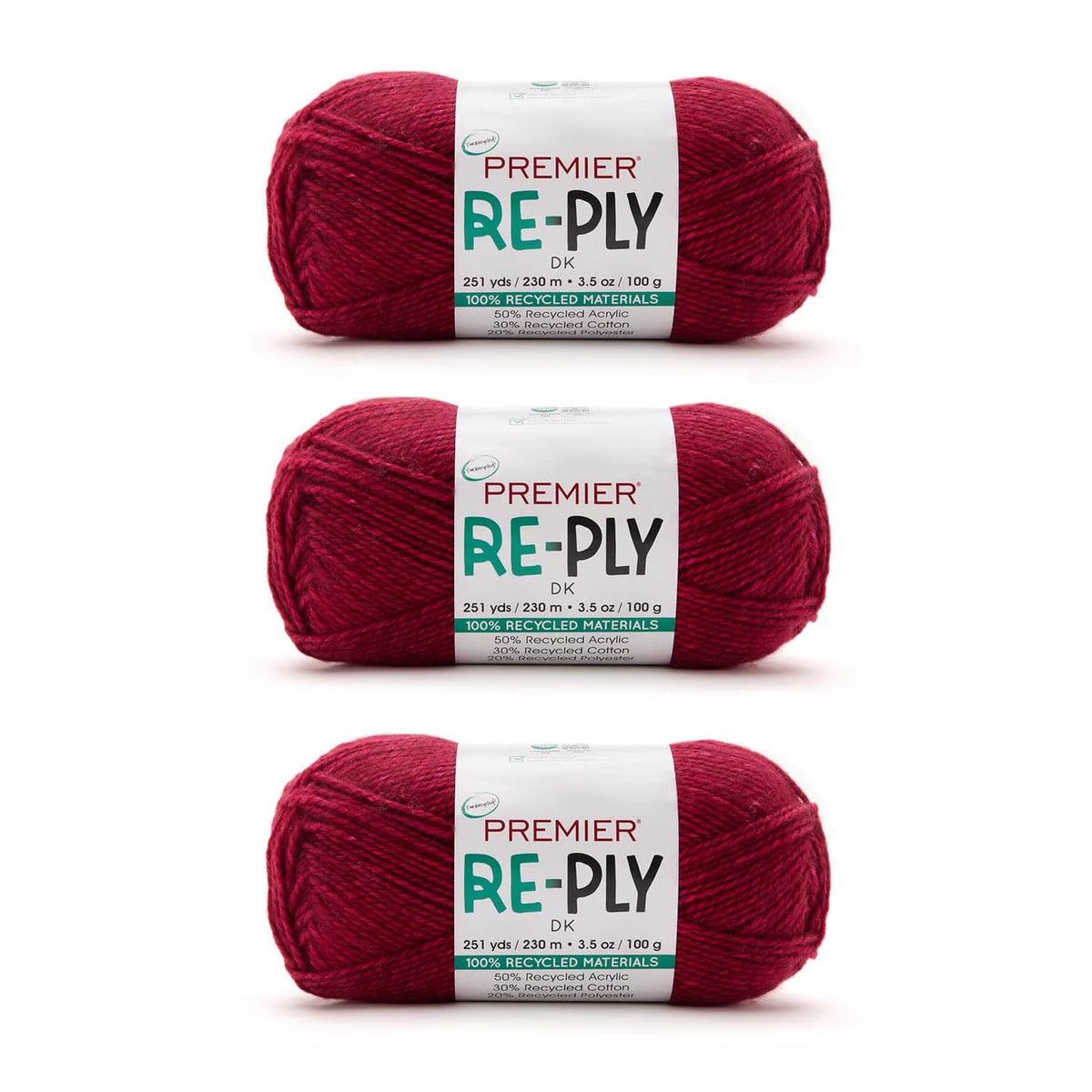 Re-Ply Bag of 3, Light Weight, Recycled Acrylic Cotton Blend Yarn