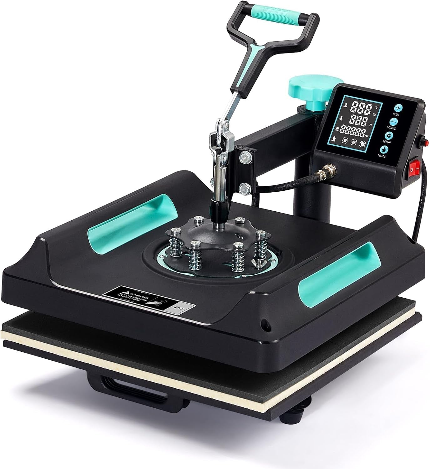 SPECRAFT 5-In-1 Combo Heat Press, 15X15 360° Swing Away Digital Sublimation Machine for T-Shirts Mugs Hats Plates, Green Black