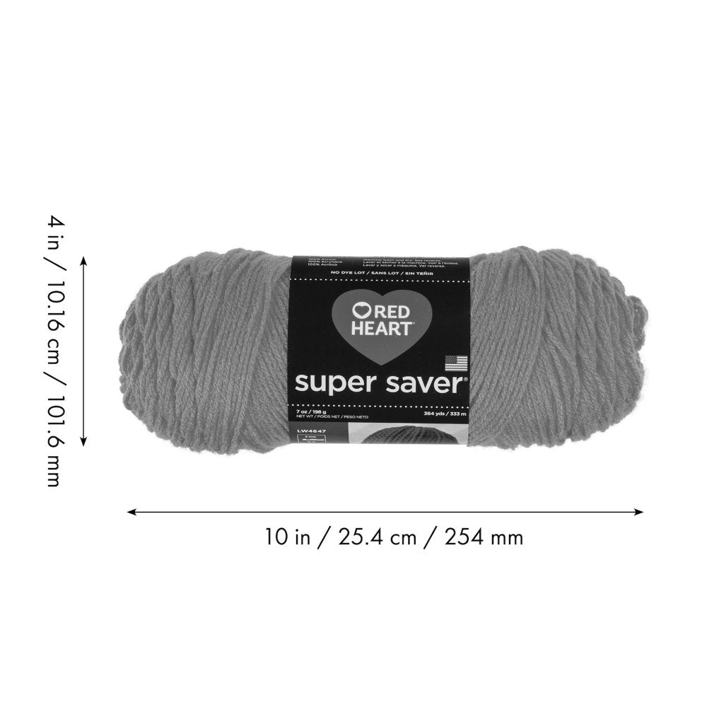 Red Heart Acrylic 4-Ply Dryable Machine Washable Economy Super Saver Yarn, Black, 7 Oz Skein