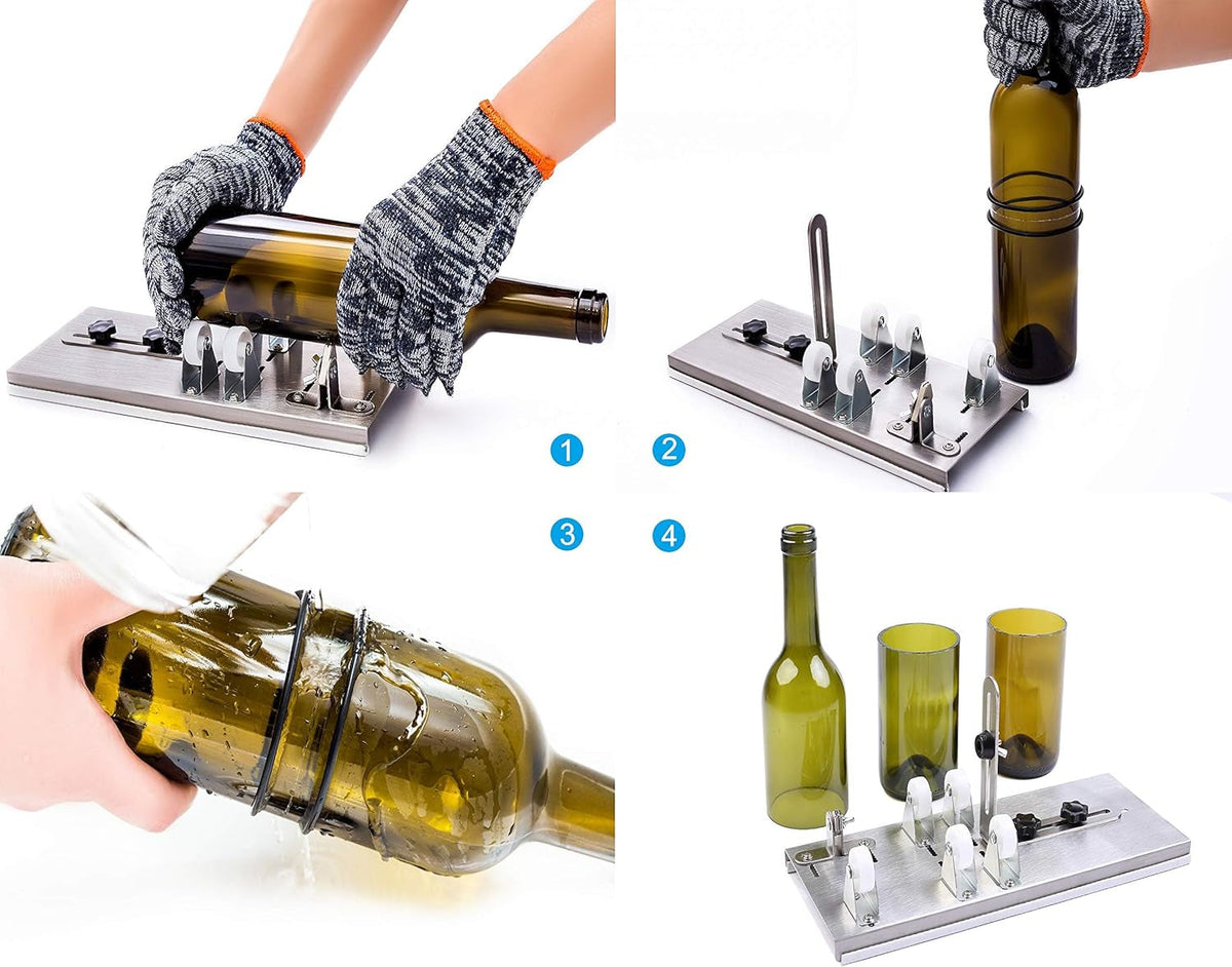 Glass Bottle Cutter, Upgraded Bottle Cutting Tool Kit, DIY Machine for Cutting Wine, Beer, Liquor, Whiskey, Alcohol, Champagne, Upgraded Precision Cutting for round Glass Bottles
