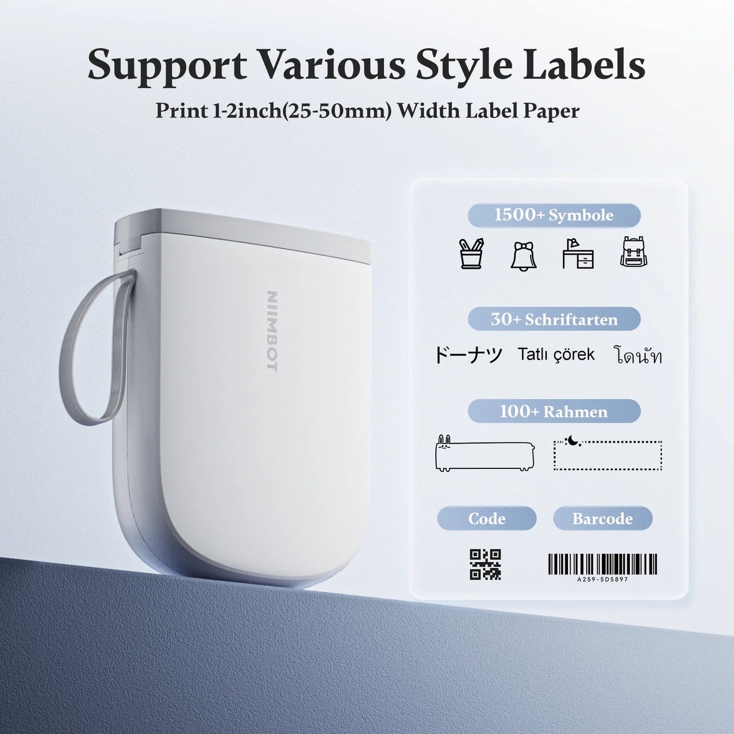 D11 Upgraded HD 300 Dpi Label Maker Mini Bluetooth Wireless Label Printer Inkless Labeler Rechargeable(White+Extra 3 Rolls)