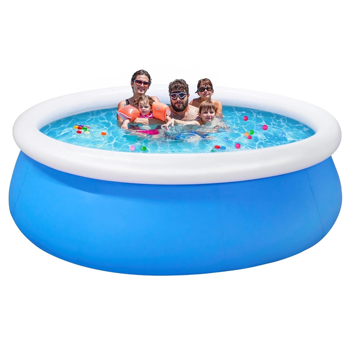 10Ft X 28In Inflatable Swimming Pool above Ground Family Pool for Kids & Adults Puncture-Resistant PVC, Quick Setup (Includes 2 Repair Patches)