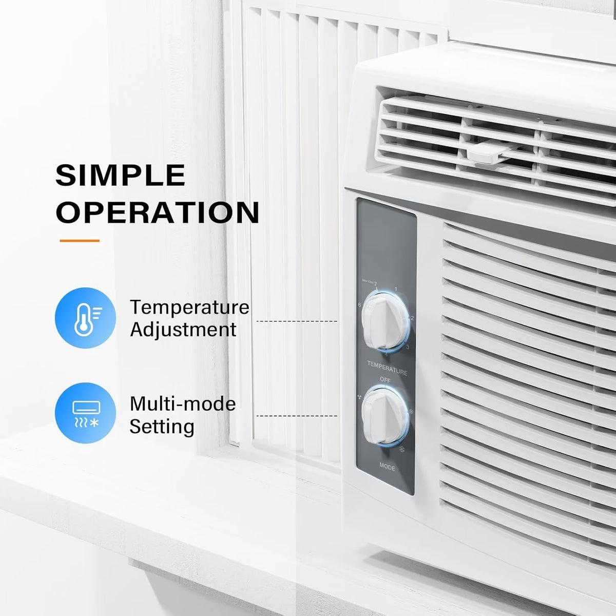 5000 BTU Air Conditioner Window Unit, 115V/60Hz AC for Window, Cooling Rooms up to 150 Sq. Ft, Easy Install Kit Included, White