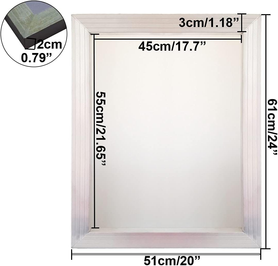 Aluminum Silk Screen Printing Screens 20 X 24 Inch Frame-110 White Mesh (6 PCS)