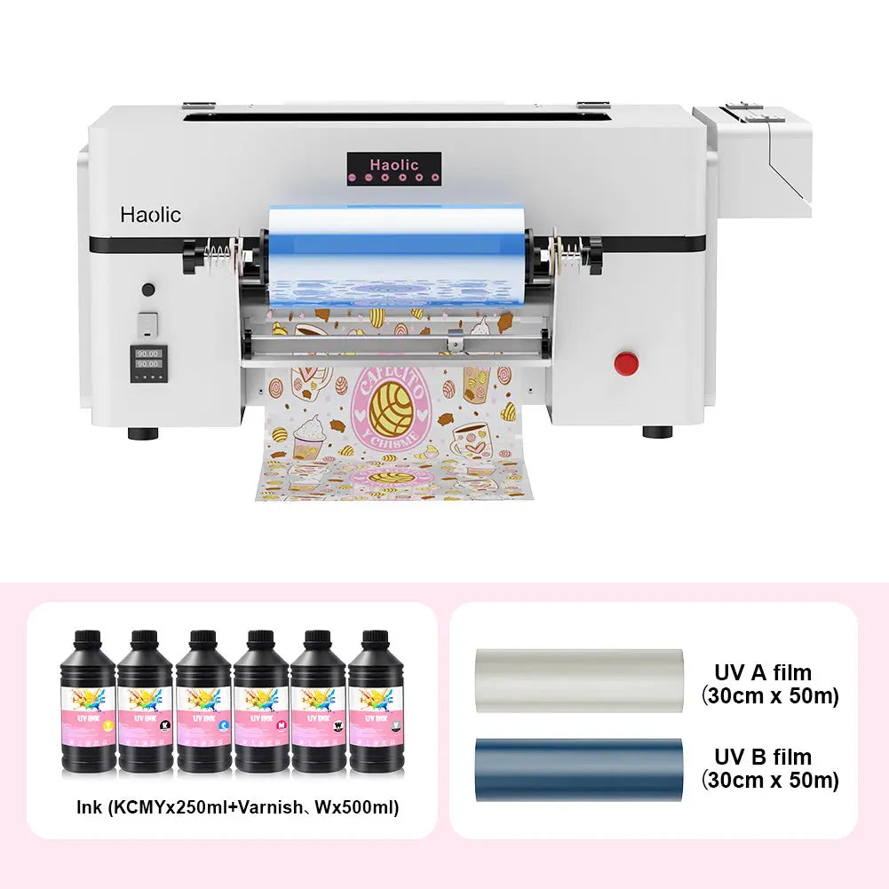 Haolic UX7 Mini 13'' UV DTF Printer with Built-In Laminator & Cutter All-In-One Bundle