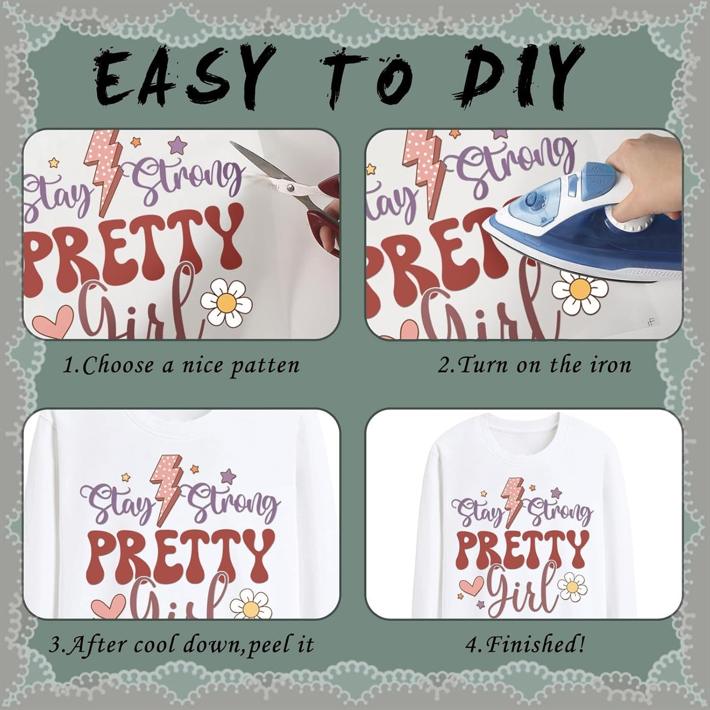 DTF Transfers Ready to Press - 30 Sheets Positive Quotes Iron on Transfers for T-Shirt Inspirational Iron on Decals Patches DIY Heat Vinyl Stickers for Clothing Pillow Hat Hoodie Bagpack
