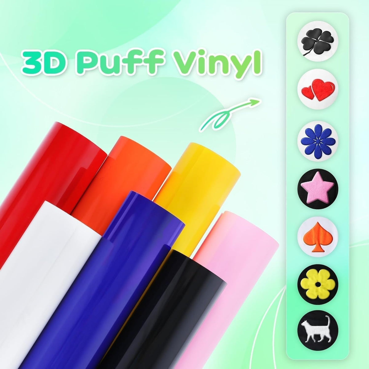 Aoder White Puff Vinyl Heat Transfer - 12" X6Ft White HTV 3D Puff Heat Transfer Vinyl, Puffs Iron on Vinyl for T Shirt Compatible with All Cutting Machines