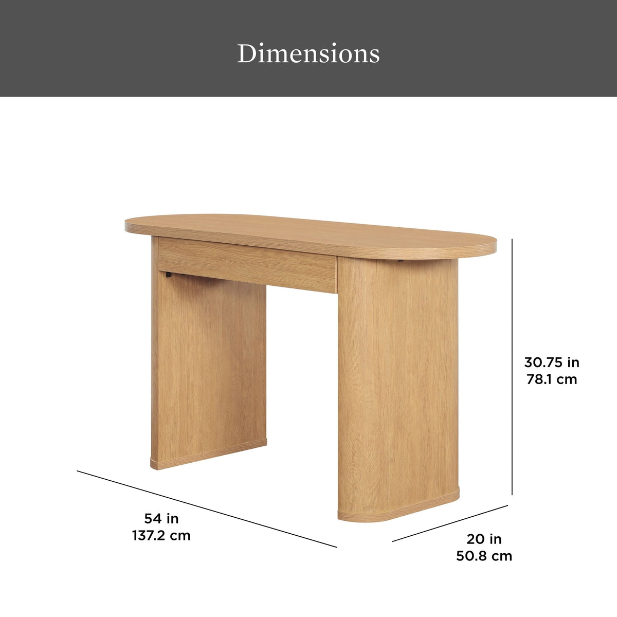 Juliet Oval Writing Desk, Light Honey Finish