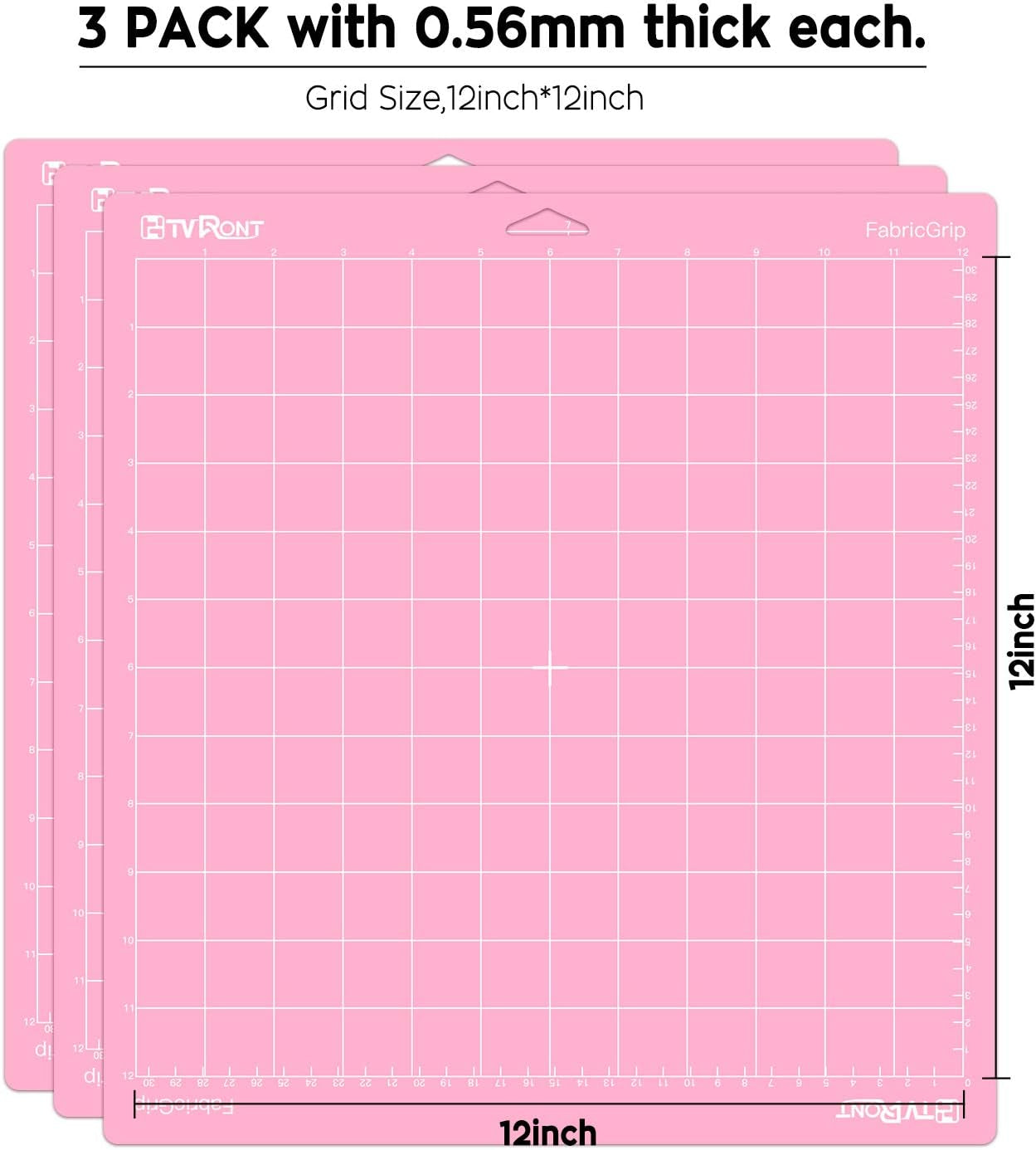 HTVRONT Fabric Grip Cutting Mat 12X12, 3 Pack, Quilting & Crafting | Compatible with Cricut Maker 4/3/Maker, Explore 5/4/3/Air 2/One Machine, Fabric Adhesive Sticky, Quilting Cutting Mats
