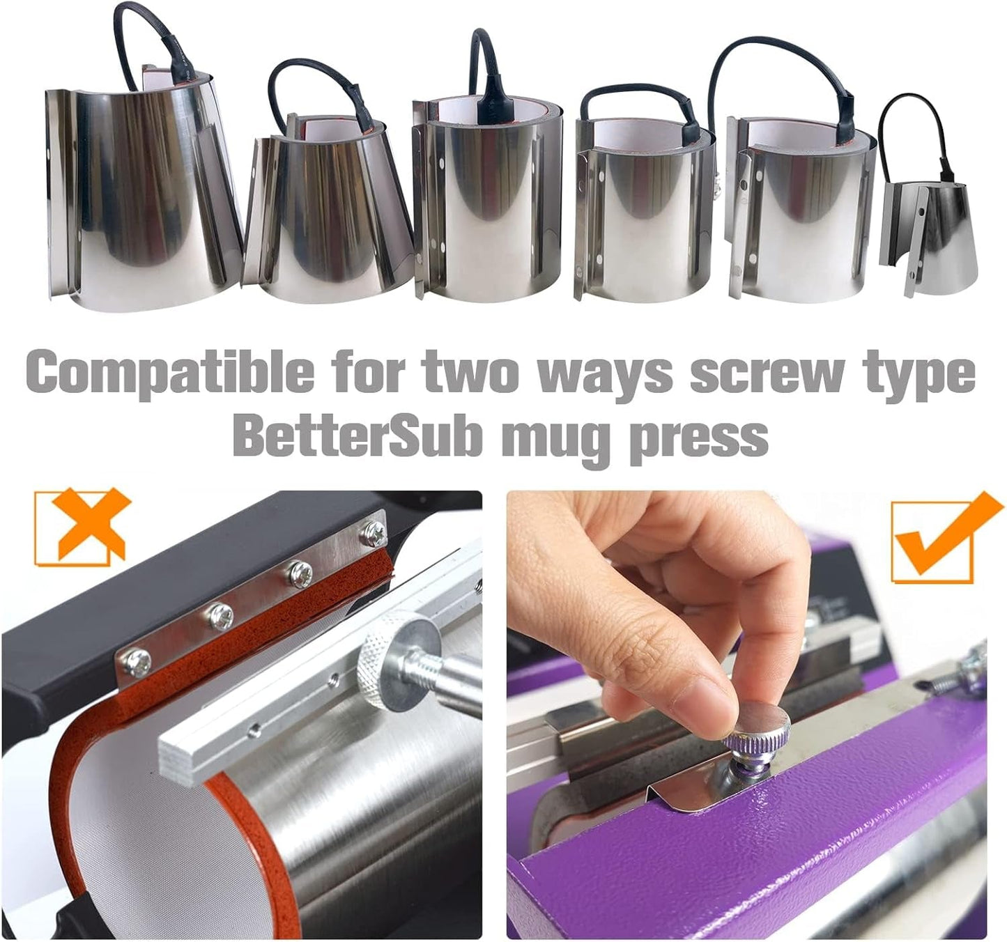 Bettersub Mug Cup Press Heating Transfer Attachment Silica Gel 110V for Heat Press Machine Sublimation Conical (Silver Conical 3Oz)