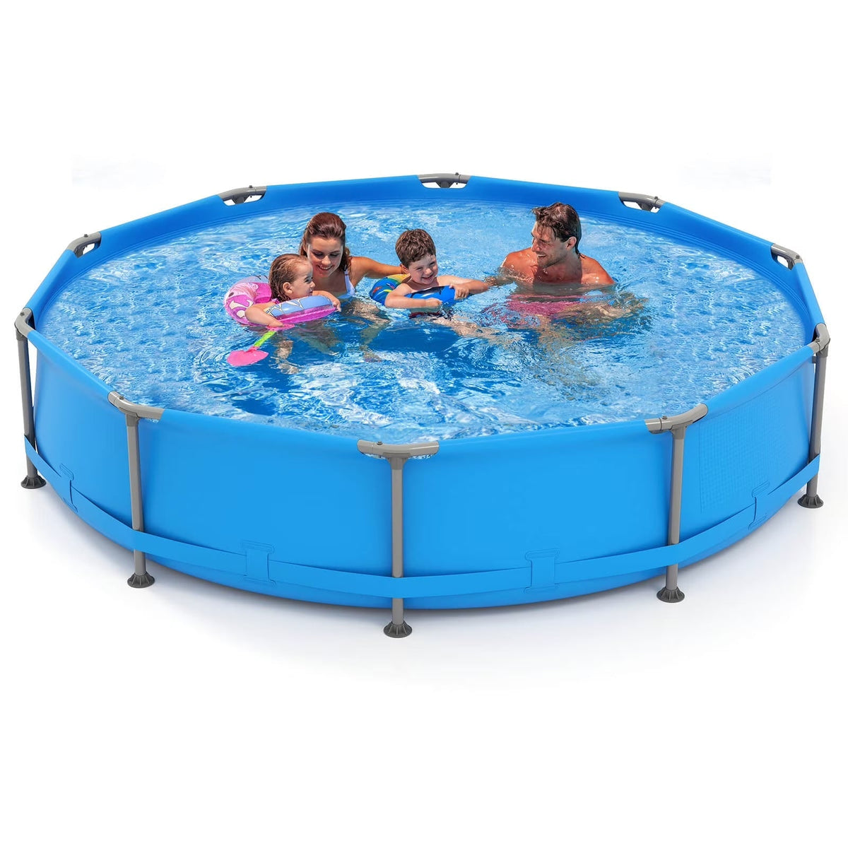 1617 Gal Outdoor Family Swimming Pool with Metal Frame Multi-Layer PVC Fabric