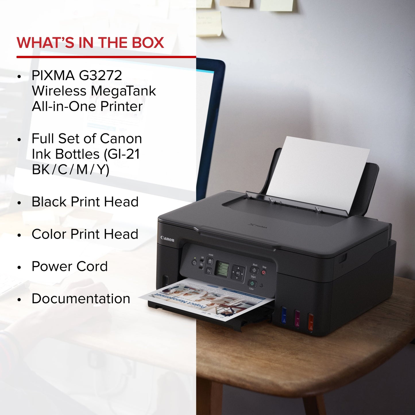 Canon Megatank PIXMA G3272 All-In-One, Wireless Color Inkjet Printer for Home Office Use