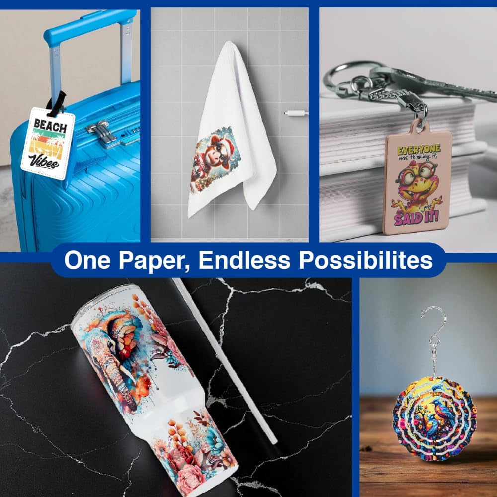 Makerflo Sublimation Paper 8.5 X 11 Inch 100 Sheets, Heat Transfer Sublimation Paper for Tumblers T-Shirts Phone Case Mugs, Printable Stickers Gifting Christmas DIY Enthusiast
