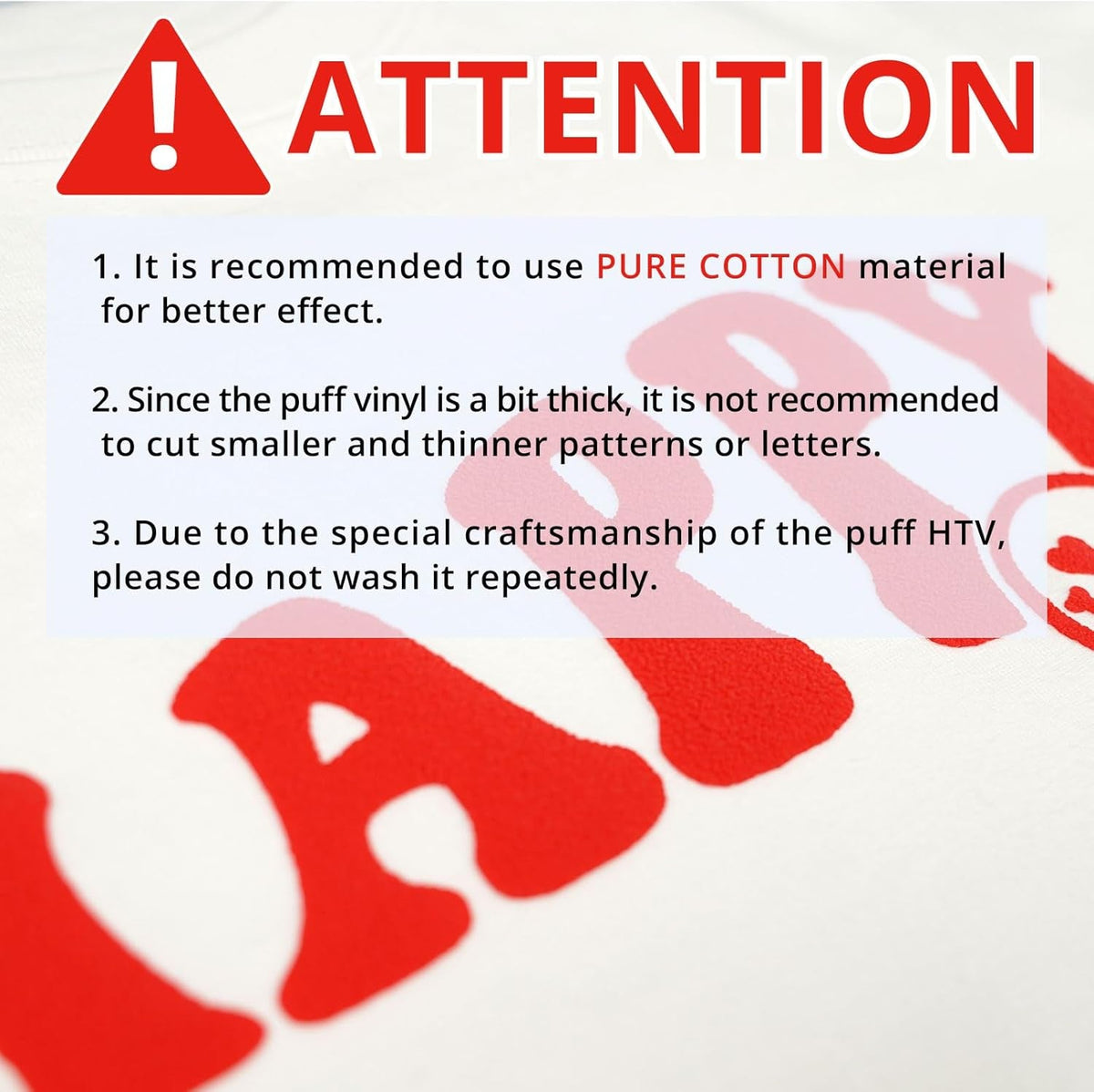 HTVRONT Puff Vinyl Heat Transfer - 10" X 6Ft White Iron on Vinyl Roll for T Shirts, 3D Puff HTV Heat Transfer Vinyl Compatible with Cricut Cutting Machine- Easy to Cut & Weed & Transfer (White)
