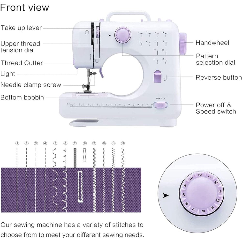 Portable Sewing Machine, Mini Sewing Machine Handheld Electric Sewing Machines 12 Stitches for Beginners Kids