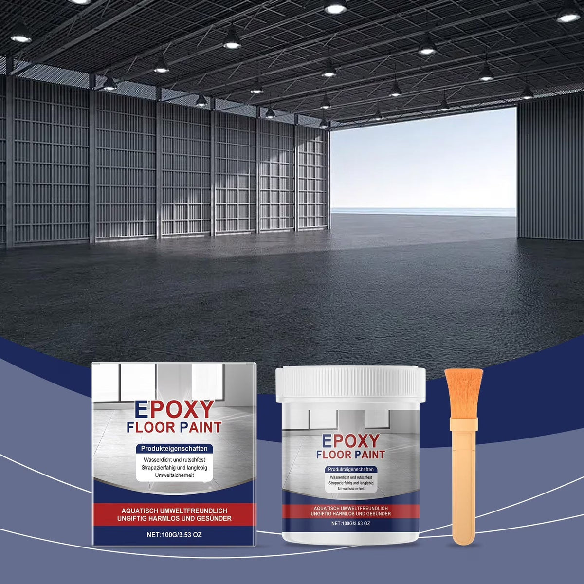 Waterproof Epoxy Floor Coating, High-Gloss Ceramic Tile Effect Floor Paint, Water-Based Non-Slip Garage Floor Coating, Long-Lasting Wear-Resistant Epoxy Sealer for Concrete Basement Garage