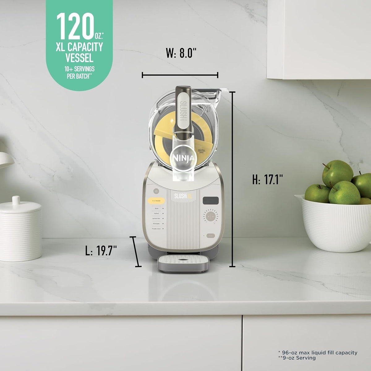 Ninja Slushi XL Smart Frozen Drink Maker & Slushi Machine | with Slushassist Technology |128 Oz. Capacity | Sodas, Margaritas, Frappes, Milkshakes & More | Crema | FS601BR