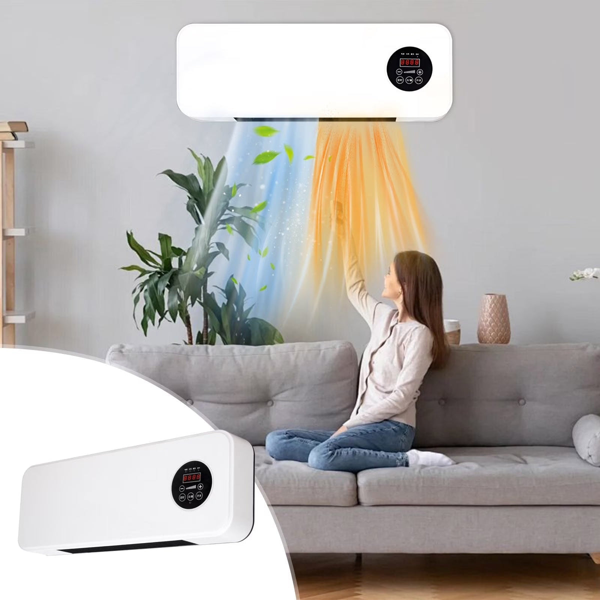 15000 BTU Mini Split Ac/Heating - Wall Mounted Ac Unit | Air Conditioner Portable Ac Heater Combo Unit, 2 In1 Wall Mounted Air Conditioner Heater with Remote Control & Timer