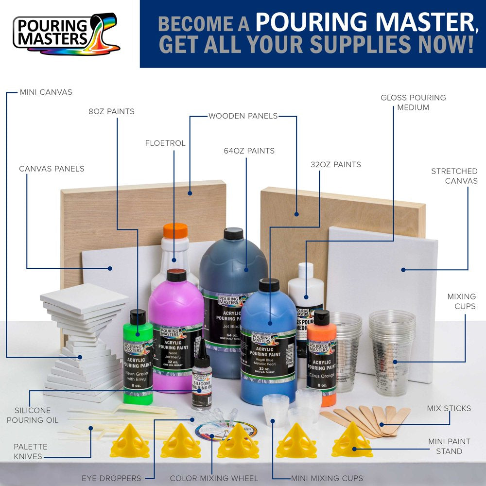 Pouring Masters 24 Karat Gold Metallic Acrylic Ready to Pour Pouring Paint β Premium 8-Ounce Pre-Mixed Water-Based