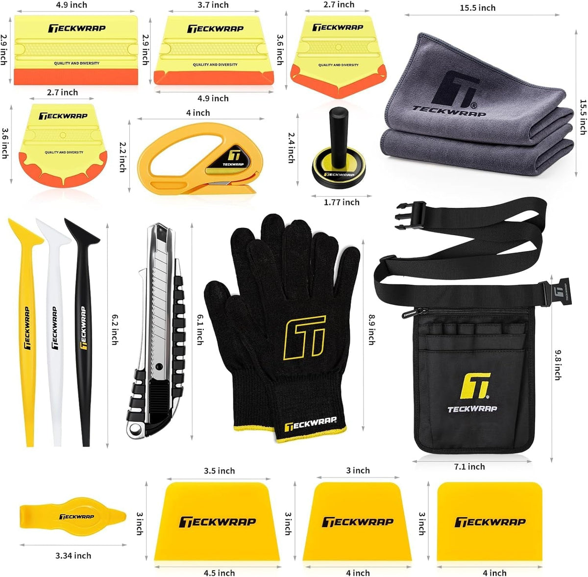 22PCS Vinyl Wrap Tool Kit for Car – Squeegee Set, Knife, Safety Cutter, Anti-Cut Gloves, Magnets & Tool Pouch for Vehicle Wrapping