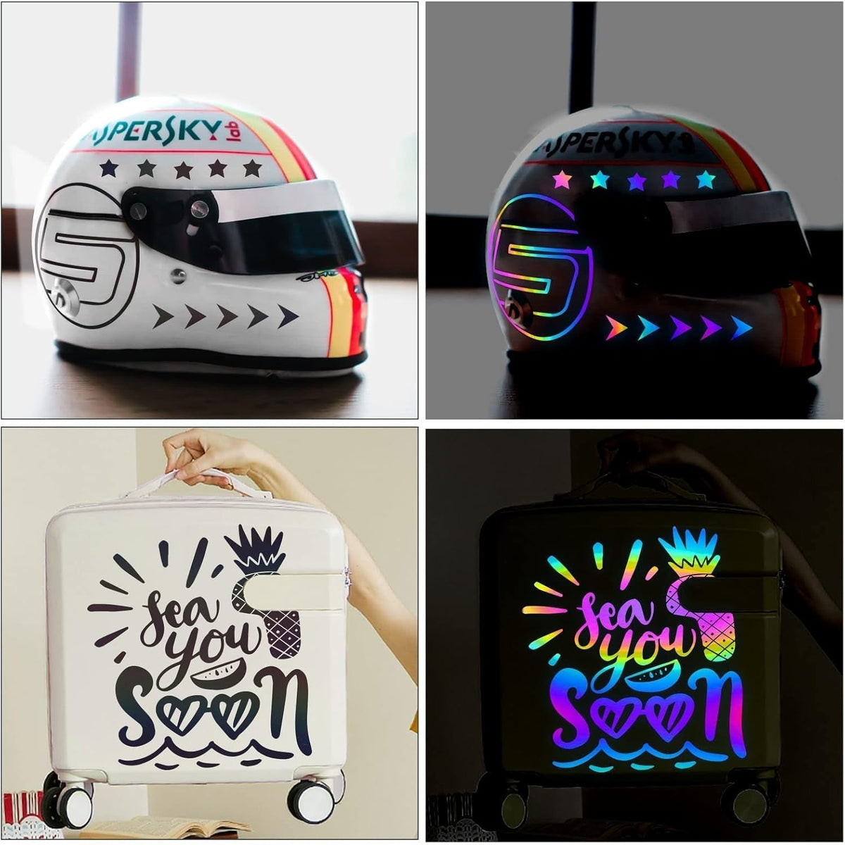 Black Holographic Reflective Adhesive Vinyl Flashlight Sensitive Vinyl for DIY Craft Cutters, Signs, Scrapbooking, 1Ftx5Ft