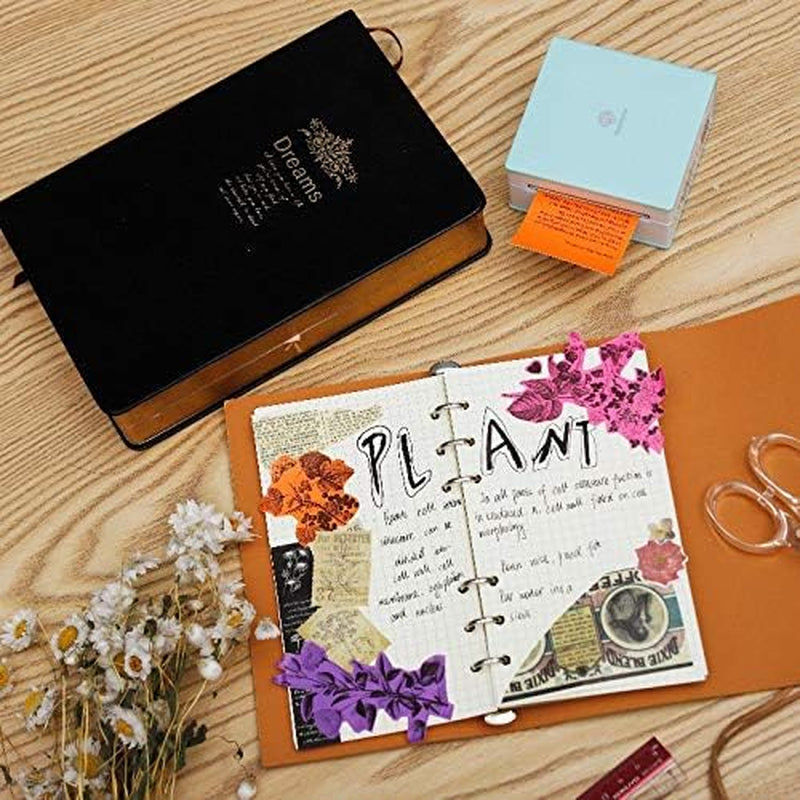 Phomemo Colorful Thermal Sticker Paper for Phomemo M02/M02 Pro/M02S/M03 Mini Printer, Black Character on Purpple/Rose/Orange, 50Mm X 3.5M, Diameter 30Mm, 3 Rolls
