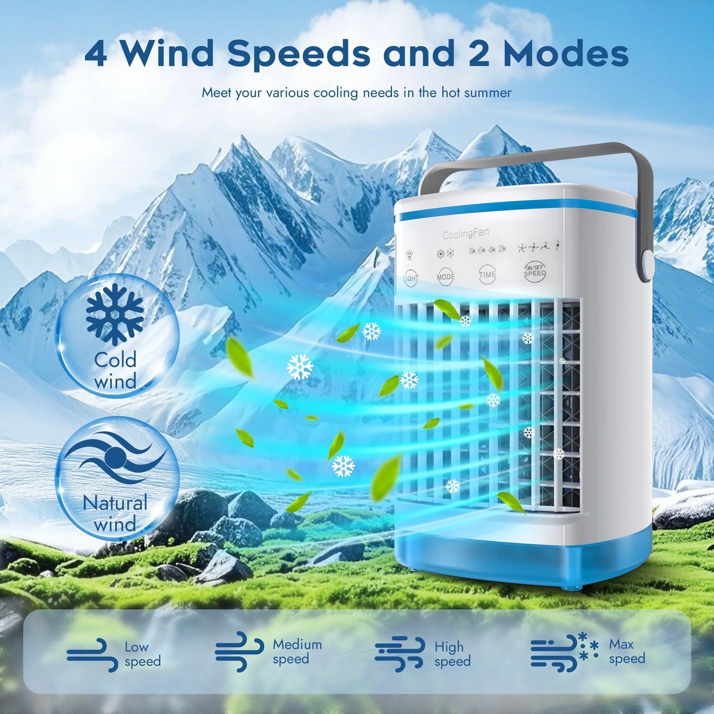 3-In-1 Evaporative Air Cooler 4-Speed Portable Conditioner Cooling Fan 700Ml Mini Humidifier