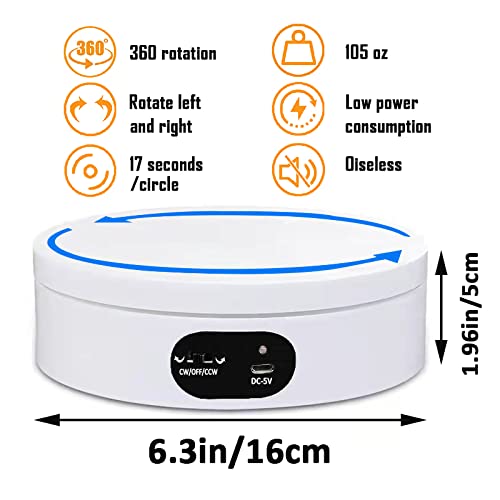 YVV Turner Cup Rotating Display Stand for Epoxy Glitter Tumbler, 360 Degree Automatic Mute Rotating Turntable for Photography Products Tumbler Making Supplies Spinner 4.72 * 1.77in Motorized Rotation