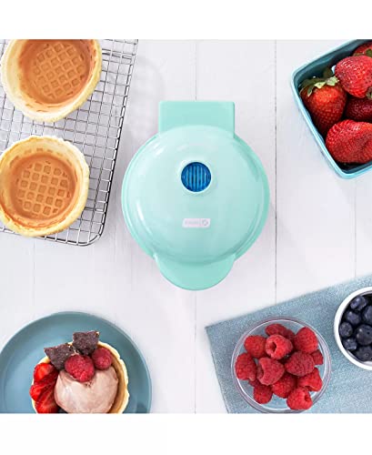 Dash Mini Waffle Bowl Maker for Breakfast, Burrito Bowls, Ice Cream and Other Sweet Desserts, Recipe Guide Included - White