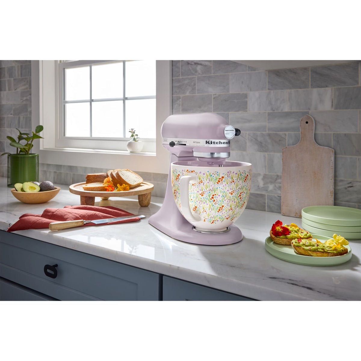 Artisan Series 5-Quart Tilt-Head Stand Mixer, Wildflower with Ceramic Bowl, Flat Beater, Dough Hook, Whip