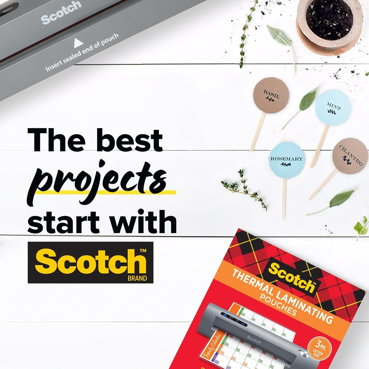 Scotch Rapid Thermal Laminator, Ready in 1 Minute, Never Jam Technology Automatically Prevents Misfed Items, 9 Inch, Includes 2 Pouches (TL909X-EF), 1 Packs per Case