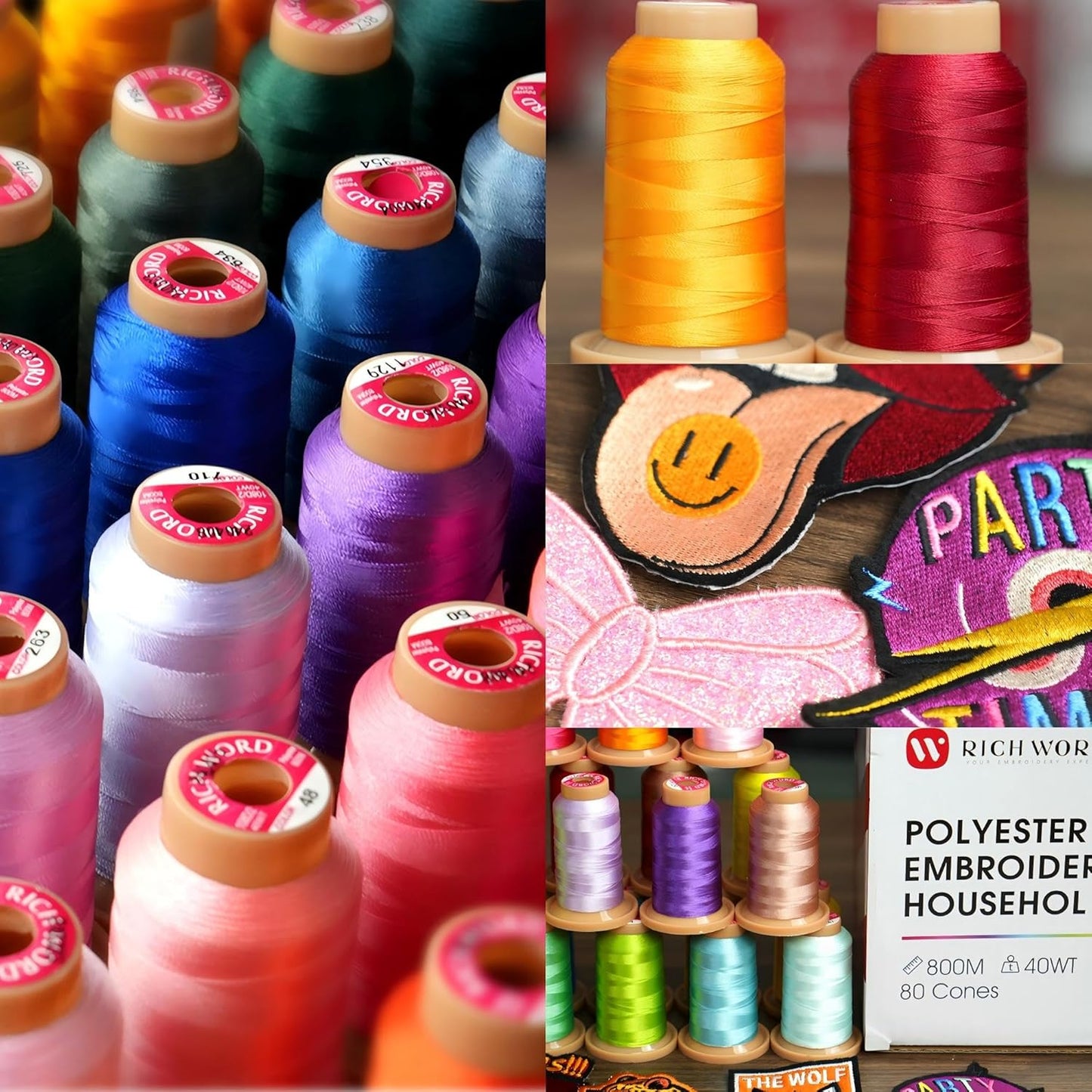 Poolin Embroidery Machine Thread Kit 20 Colors | 40WT Embroidery Thread, 800M/Spool, Compatible with Brother, Janome and Most Embroidery Machines, Low Lint, Colorfast