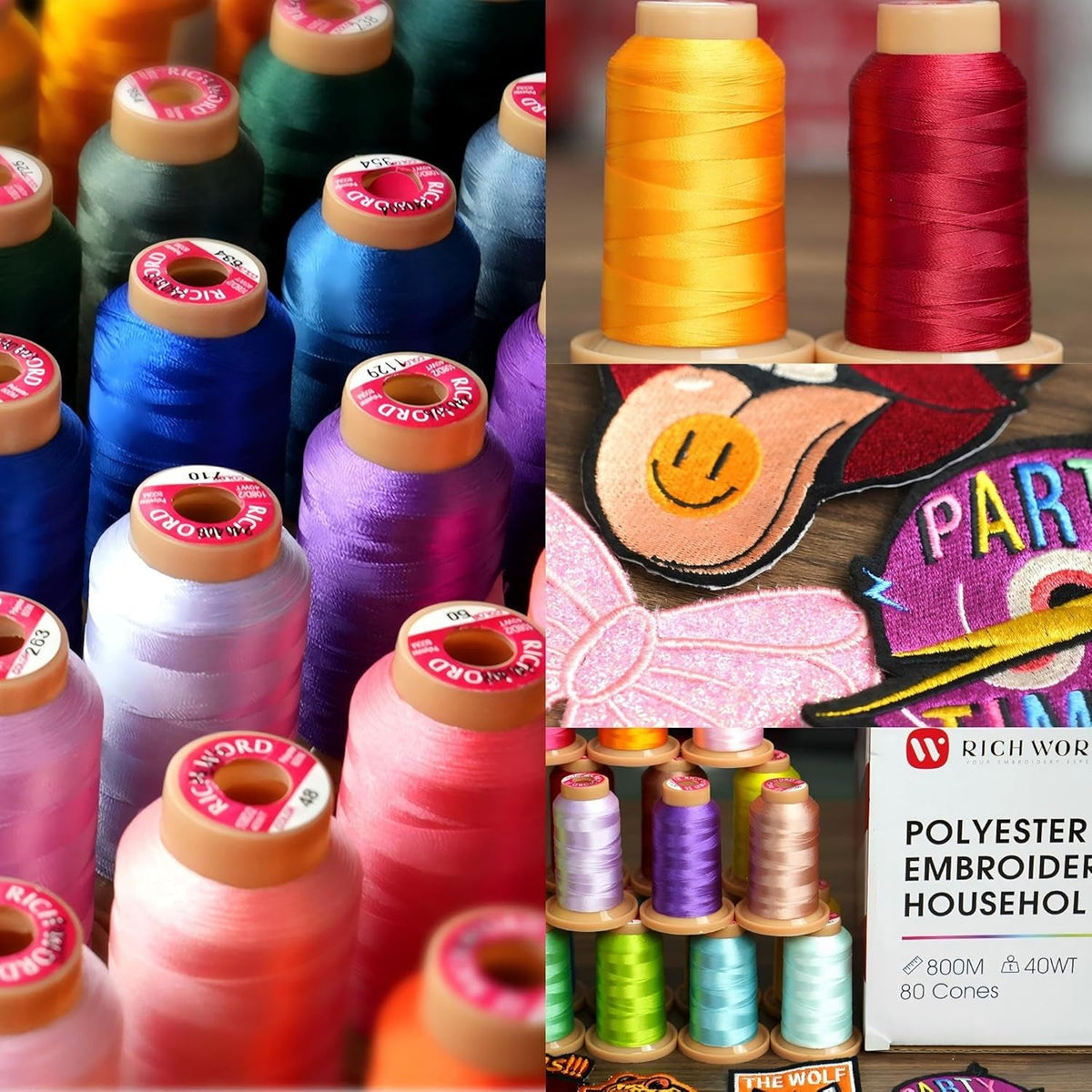 Poolin Embroidery Machine Thread Kit 20 Colors | 40WT Embroidery Thread, 800M/Spool, Compatible with Brother, Janome and Most Embroidery Machines, Low Lint, Colorfast