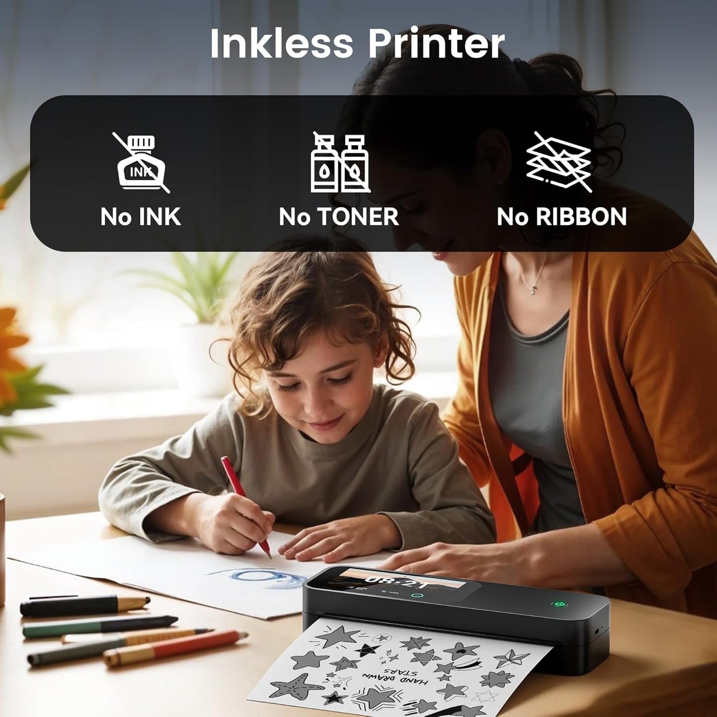 Phomemo M85 Portable Printers Wireless for Travel with Upgraded Touchscreen, Thermal Wireless Inkless Bluetooth Printer, Supports 8.5"X11"Us Letter/A4/B5/A5, Compatible with Ios, Android, Windows, Mac