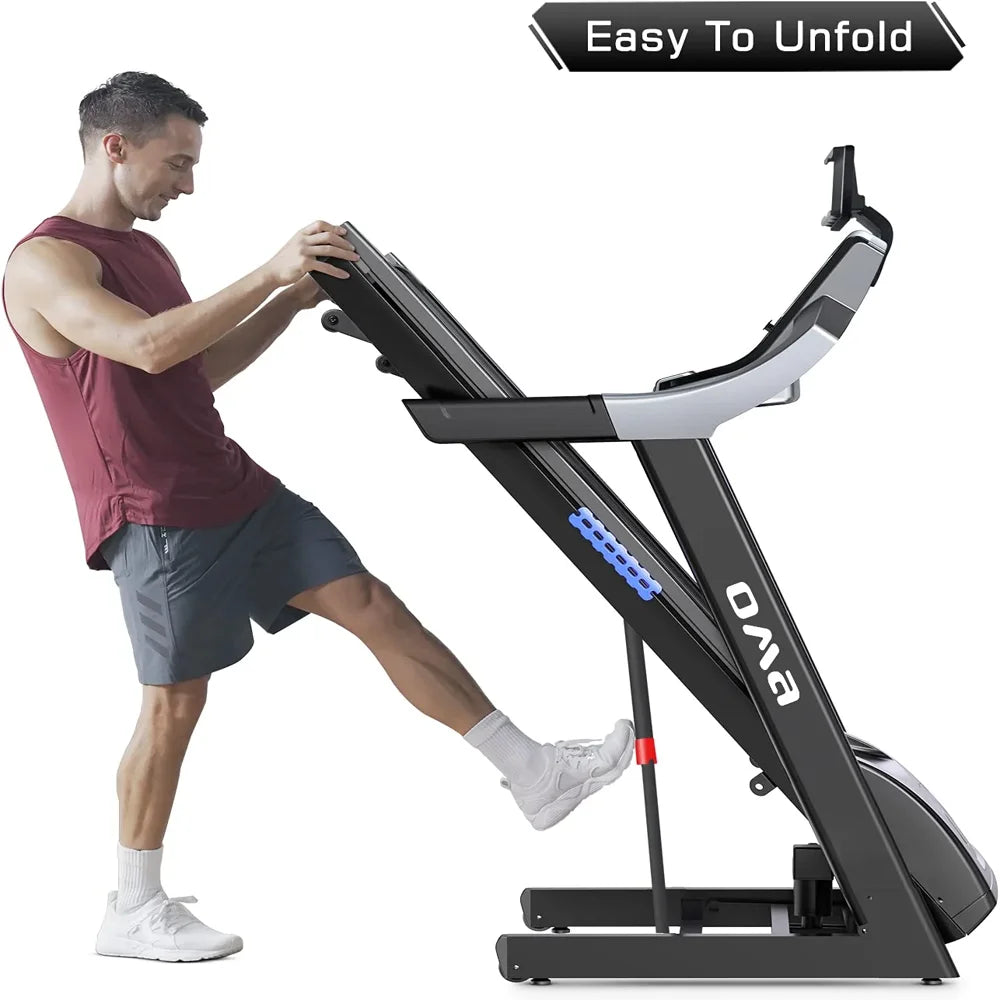 3.0HP Electric Folding Treadmills for Home with 15 Auto Incline and 300LBS Capacity, 11.2 MHP Running Machine with 43 Programs, Bluetooth, LCD Display and Heart Rate for Home Use