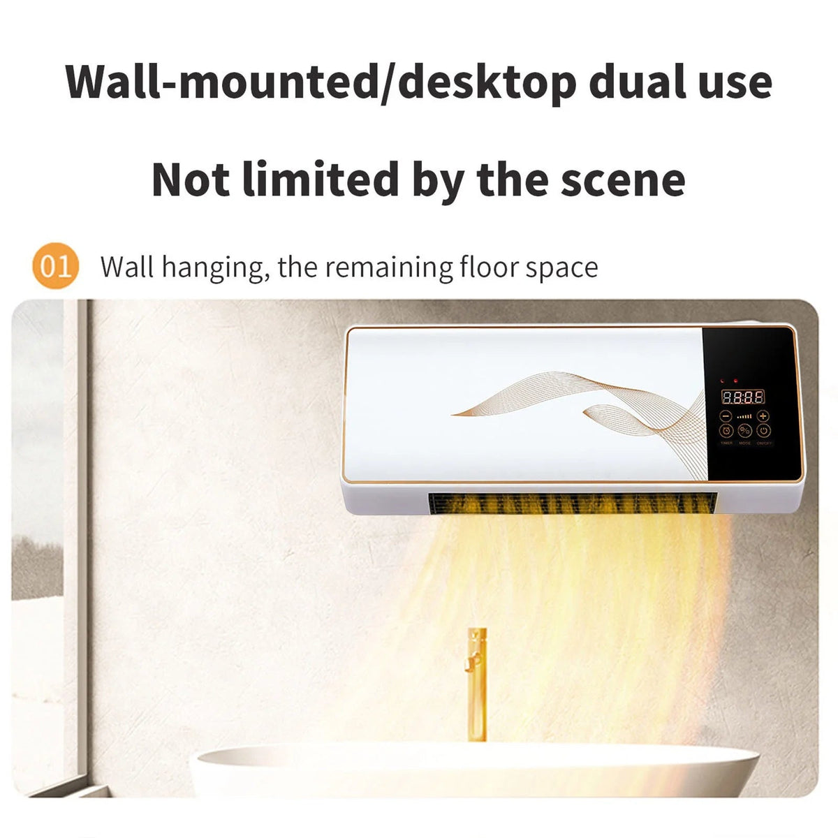 12000 BTU Mini Split Air Conditioner & Heater, 115V Energy Saving Wall Mounted Ductless AC Unit Cools up to 800 Sq. Ft, Space Heating, Quiet, White