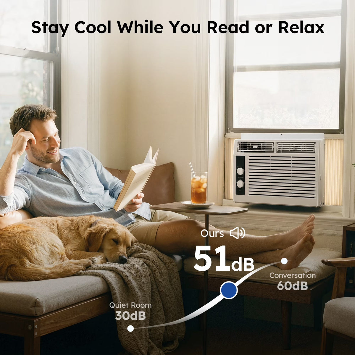 5,000 BTU Window Air Conditioner, Cools up to 150 Sq Ft, Knob,2 Cooling Modes,Without Remote Control, White