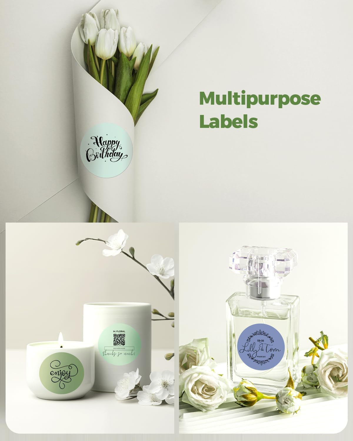 MUNBYN 2 Inch Circle Thermal Labels, Multicolor Thermal Label Stickers for Custom Logo, Candle, 150 Sheets/1 Roll