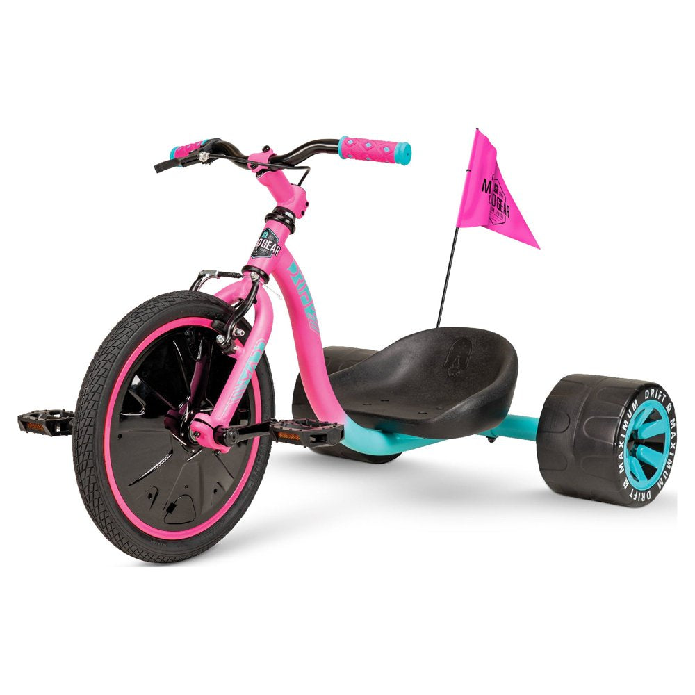 Drift Trike - Strong Steel Frame Tricycle - Adjustable Seat Black Green Machine for 5 Yrs + Pink