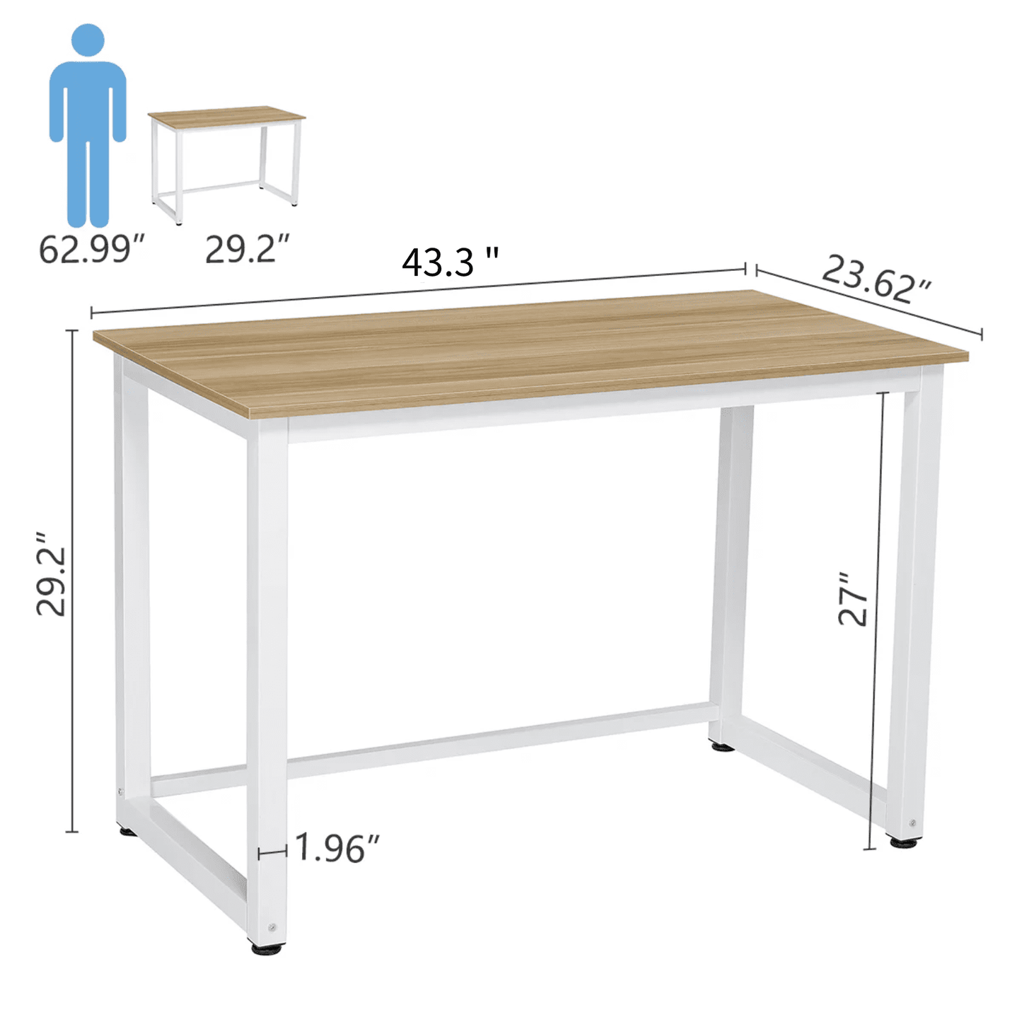 43 Inch Computer Desk Home Writing Desk Office Furniture Computer Table Study Writing Table Workstation Modern Simple PC Desk for Small Spaces Home Office, Walnut