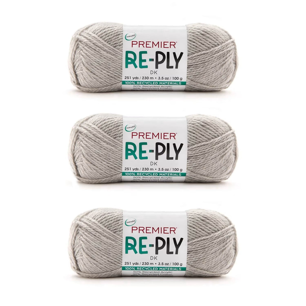 Re-Ply Bag of 3, Light Weight, Recycled Acrylic Cotton Blend Yarn
