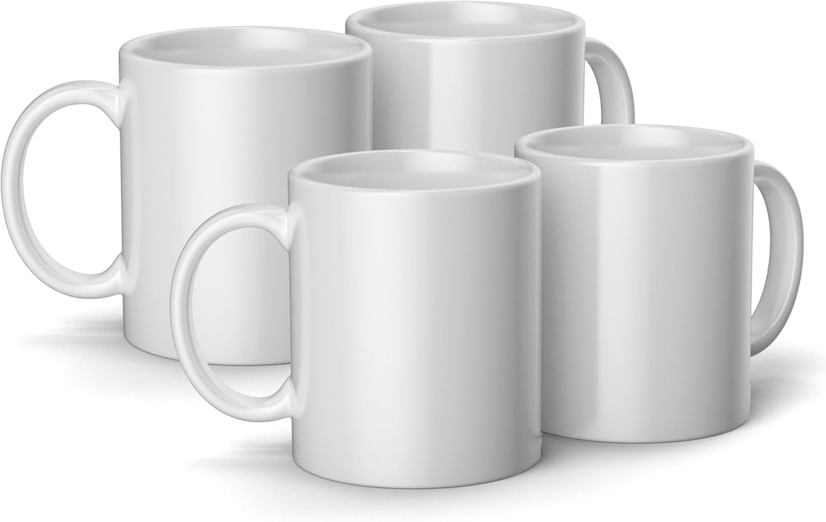 Sublimation Ceramic Mug Blank - 12 oz/340 ml (4 ct) - DIY Custom Mug
