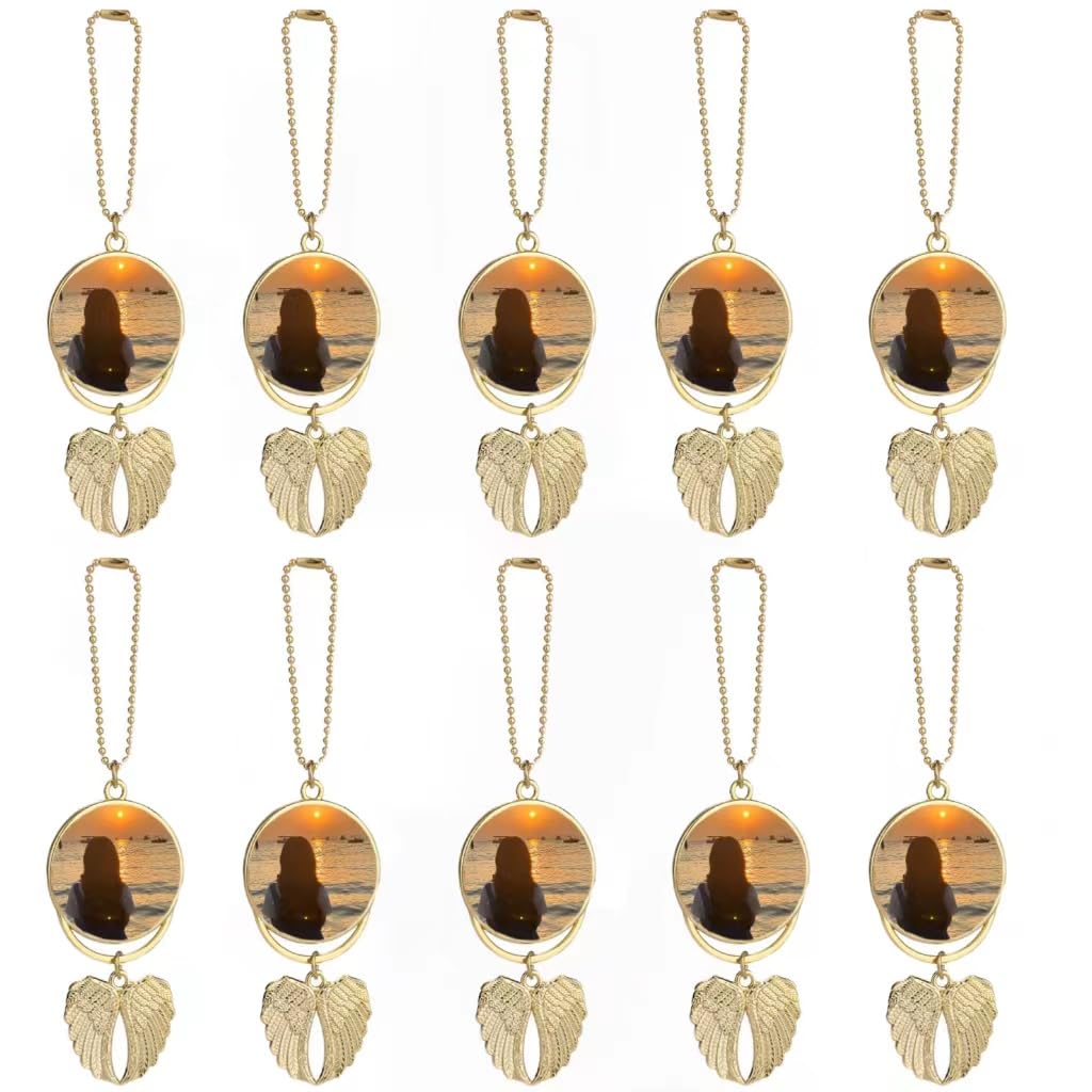 Heat Sublimation Pendant Blanks Car Hanging Ornament,Sublimation Blanks Bulk Set Hot Transfer Angel Wing Printing Pendant Jewelry Making, Gifts for Women (12pc)