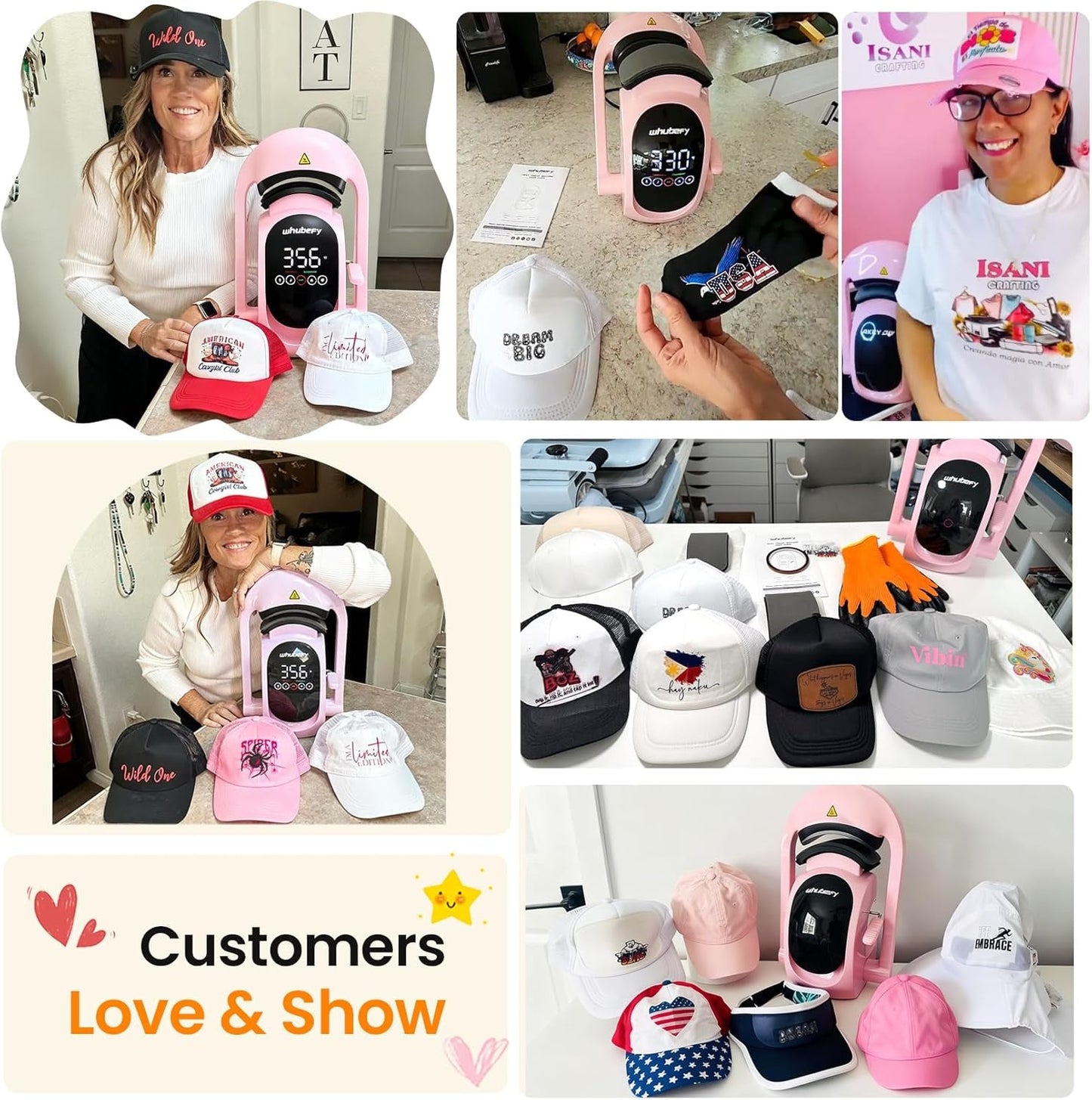 Whubefy Auto Hat Heat Press Machine, 3-In-1 Hat Press Heat Machine for Caps with 3 Platens, Blank Cap, Gloves, Automatic Open/Release, Heat Transfer Cap Heat Press HTV Iron on for Vinyl, Sublimation