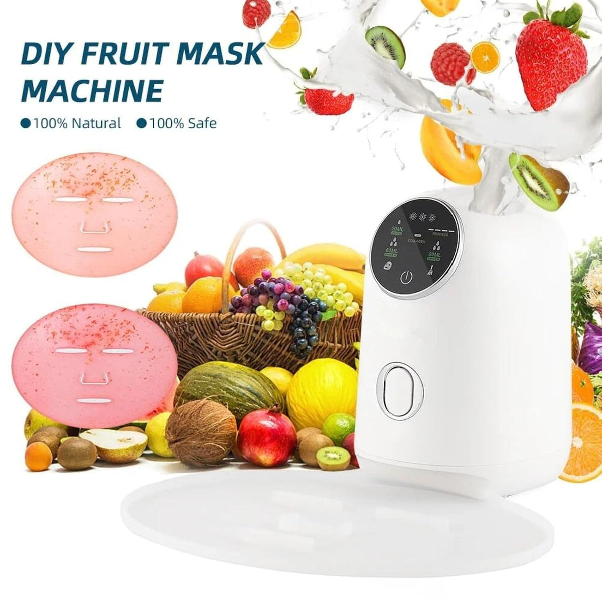 Face Mask Maker Updated Facial Mask Machine with 32Pcs Collagen Pills Make Face Masks Kit Home Automatic DIY Face Mask Maker, Facial Cream Maker Gifts for Women Girls